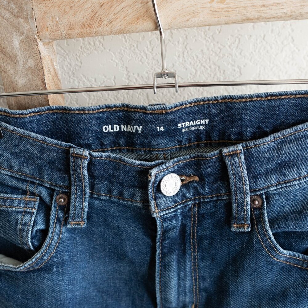 EUC! BUNDLE 2 Pairs Boys Jeans Sz14 Blue Straight Leg Old Navy Childrens Place - Picture 6 of 8
